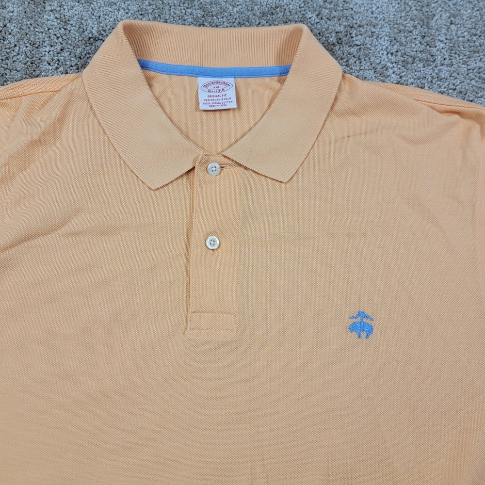 Brooks Brothers Mens XXL Original Fit Performance Polo Peach Supima Cotton Shirt